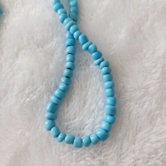 Vintage Turquoise Beaded Necklace Blue Howlite Stone Boho Hippie Witchy Jewelry‎ - Picture 7 of 15